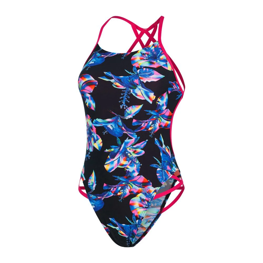 Speedo Women’s Printed Freestyler Swimsuit Black/Blue - Image 2