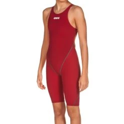 Arena Girls’ Powerskin St 2.0 Youth Open Back Deep Red
