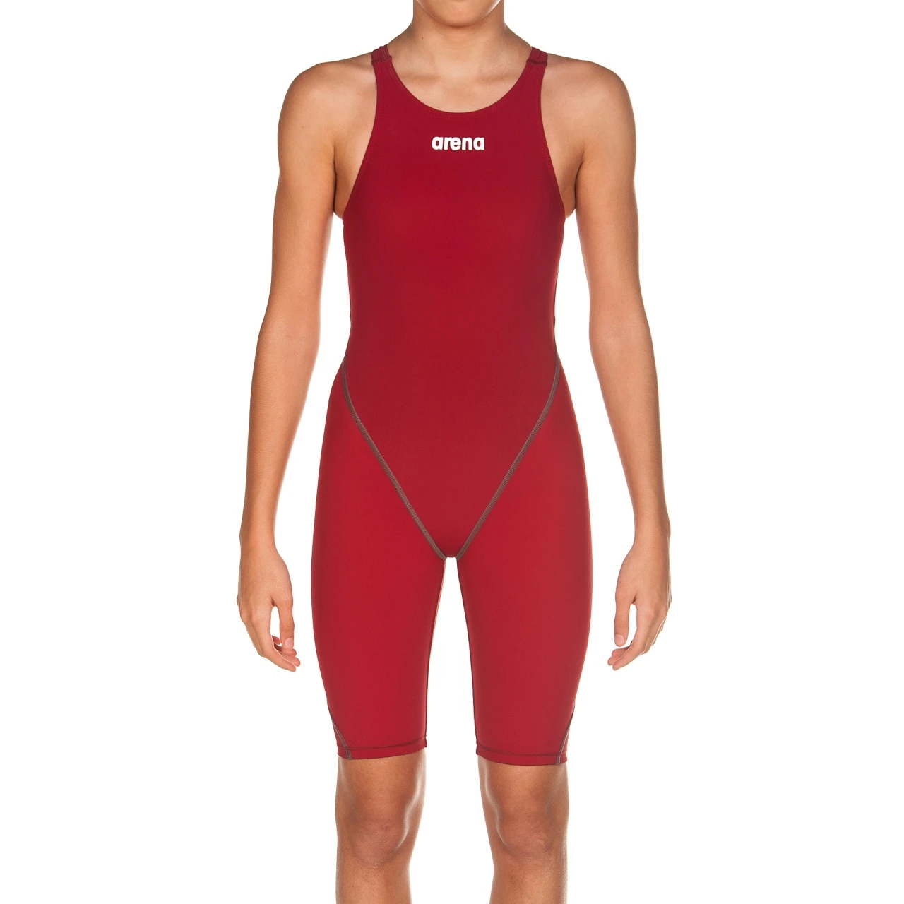 Arena Girls’ Powerskin St 2.0 Youth Open Back Deep Red - Image 5